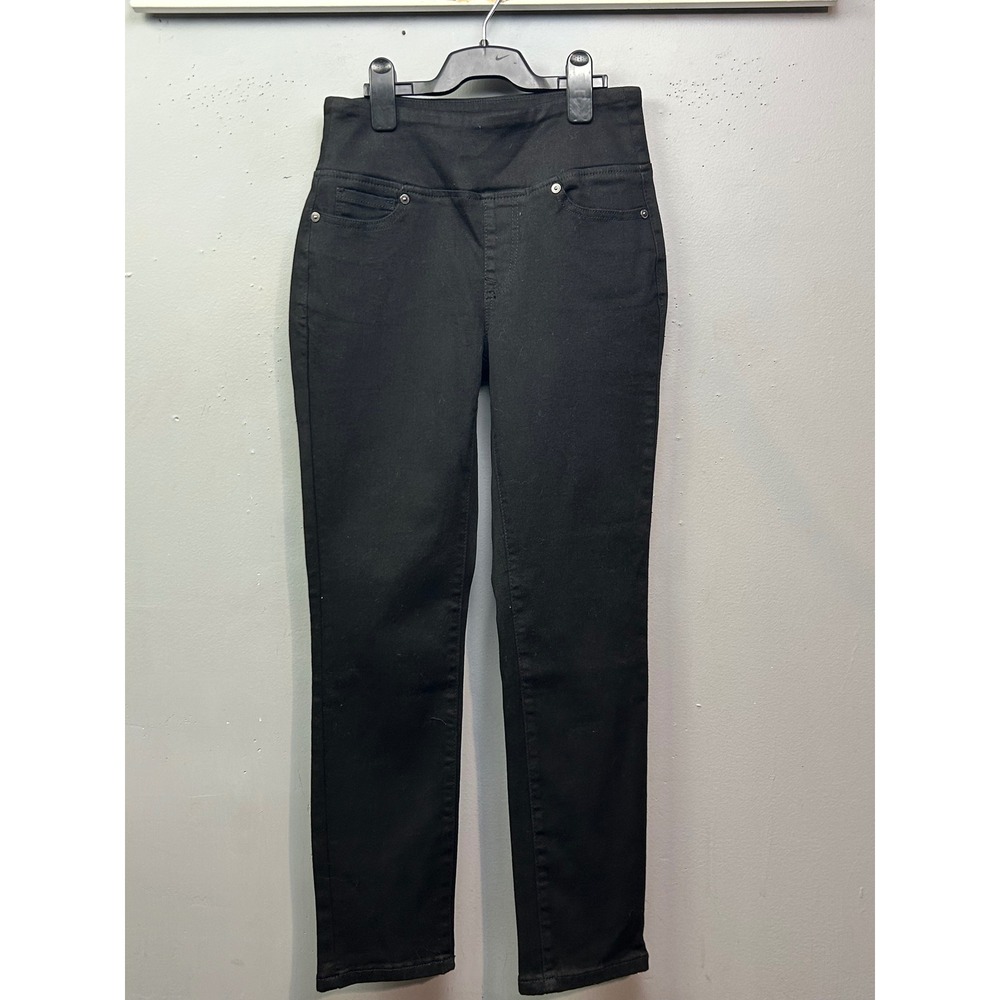 DG2 Diane Gilman Pants Womens PXS Black Legacy Stretch Pull On Straight Leg High
